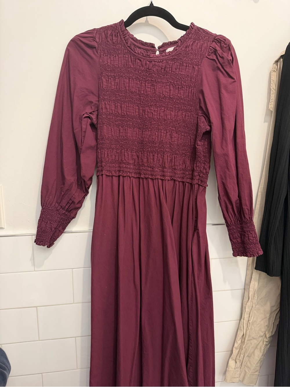 Apiece Apart Smocked Maxi Dress in Plum